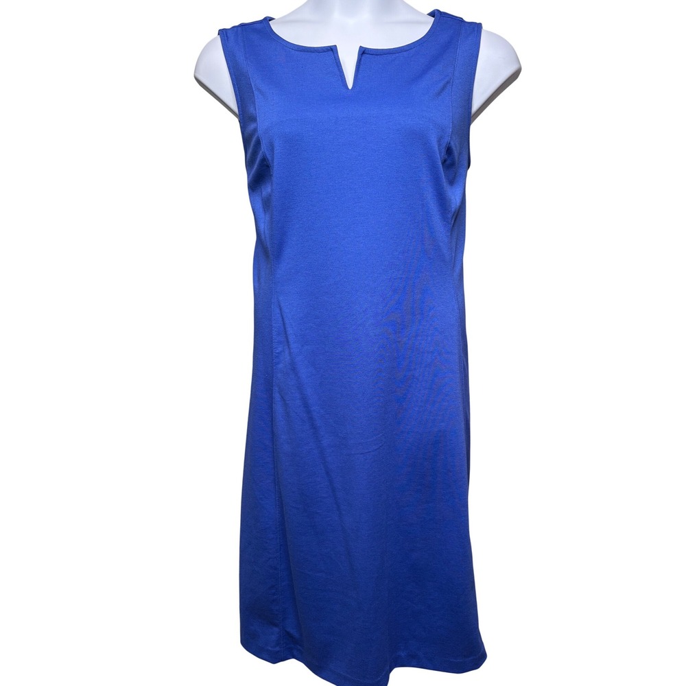 TALBOTS Womens Blue Sleeveless Sheath Dress 18W Stretch Office Classic Feminine